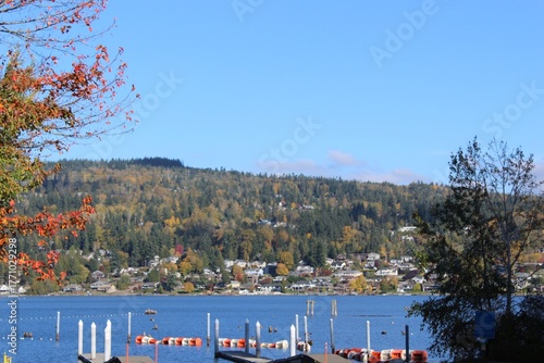 Lake Whatcom and foothills in fall colors