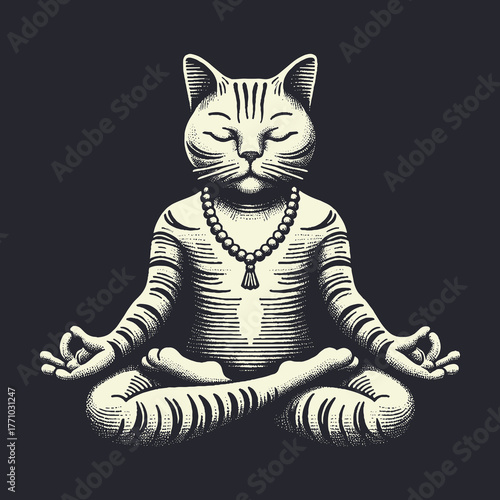 Meditating Cat: Serene Animal in Lotus Position.
