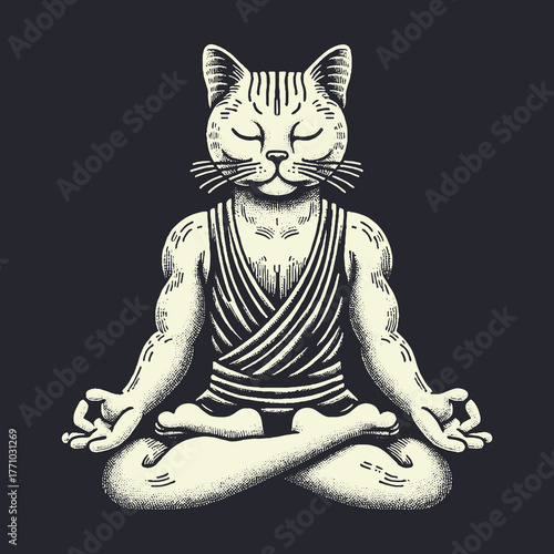 Meditating Cat in Lotus Position: Serene and Focused.