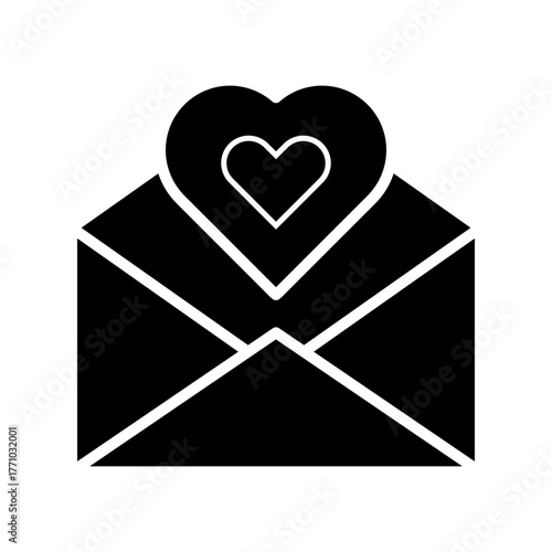 love letter glyph icon. email love glyph icon. mail love glyph icon.	