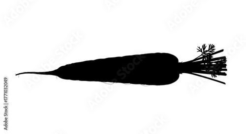 Bold silhouette of a fresh carrot, perfect for health and wellness campaigns, food blogs, and vibrant culinary designs that celebrate organic goodness