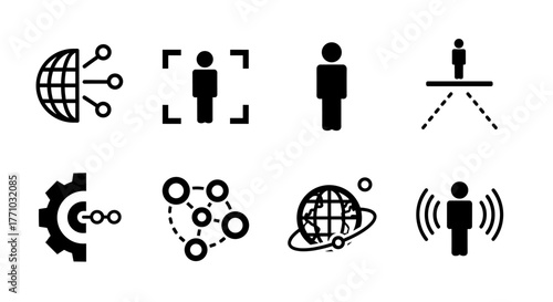 Unlock global connectivity with these clean, professional network and communication icons for business, technology, or social media concepts today