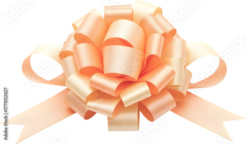 Orange and Apricot Gift Ribbon Bow, Decorative Flower Shaped Wrapping Clipart Isolated on Transparent Background, Birthday and Anniversary Gift
