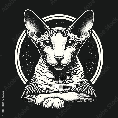 Sphynx Cat Portrait: Elegant and Focused Gaze.