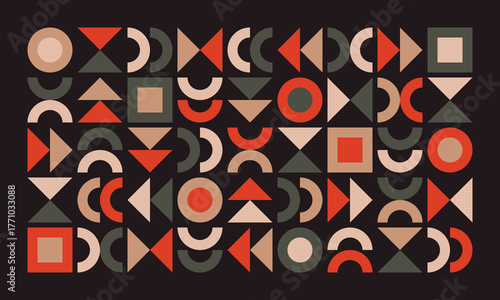 Luxury Cream And Black Premium Variant Mid Century Bauhaus Geometric Grid Texture Pattern Background