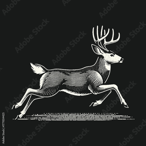 Elegant Deer Illustration: A Graceful Animal in Motion.