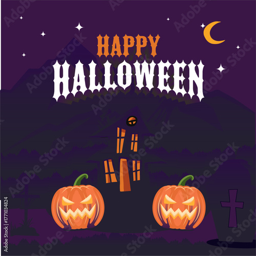 HALLOWEEN background vector with pumpkin