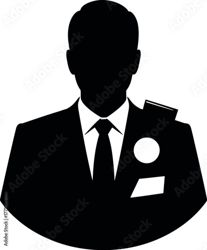 Black silhouette man formal suit tie vector