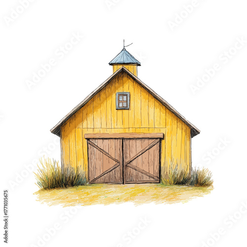 barn hand drawn vector illustration
