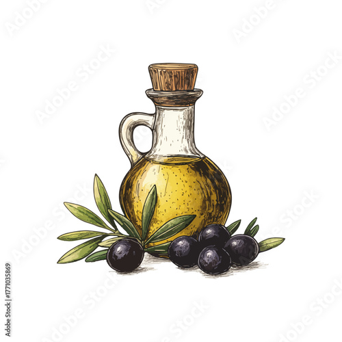 olive oil hand drawn vector illustration
