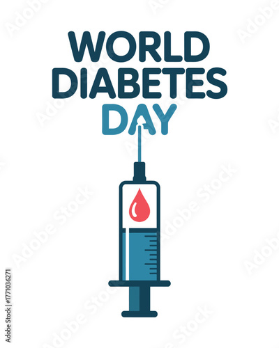 World Diabetes Day with Insulin Syringe Icon