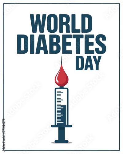 World Diabetes Day with Insulin Syringe Icon