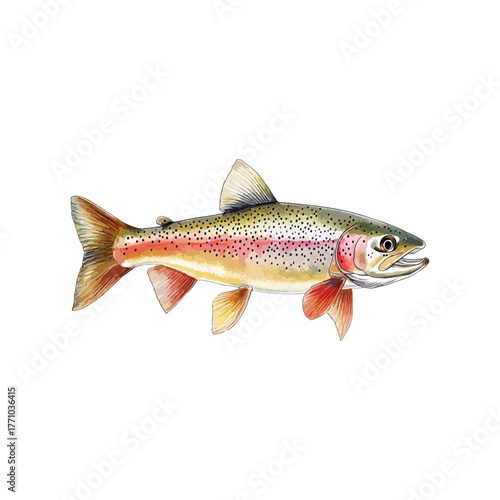 rainbow trout fish hand drawn illustration