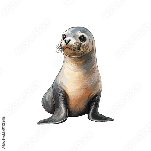 seal drawn vector illustration