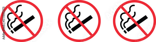 No smoking signs, cigarette prohibition symbols, black and white vector, health warning, anti-smoking icon, public safety, restriction, tobacco-free zone