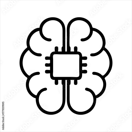 Conceptual brain chip icon representing artificial intelligence and smart technology vector