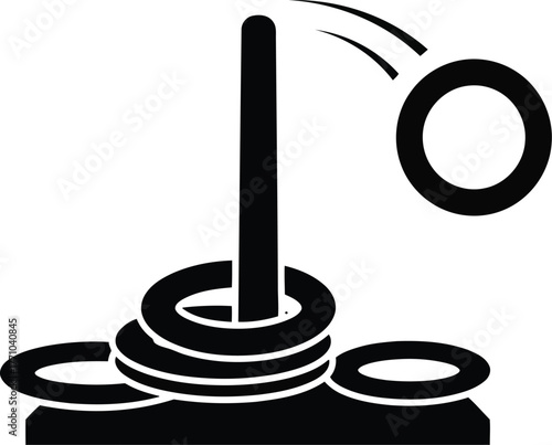 Classic ring toss game silhouette isolated vector fun outdoor recreation activity target practice fun vector