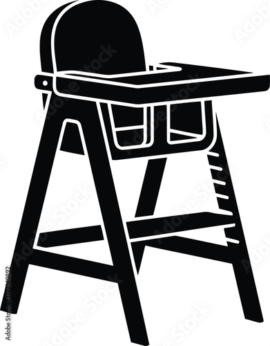 Modern wooden high chair for baby mealtime and feeding comfortable and safe toddler furniture icon vector