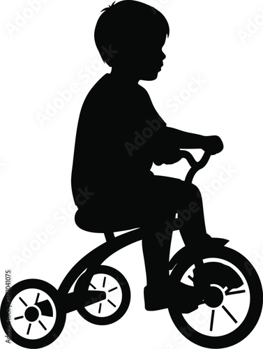 Silhouette of a happy child riding a tricycle outdoors full of joy and freedom vector
