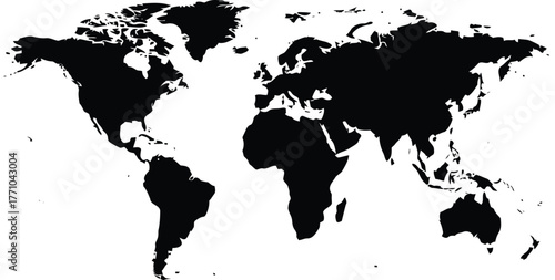 Global world map silhouette outline continents shape geography travel international business exploration vector