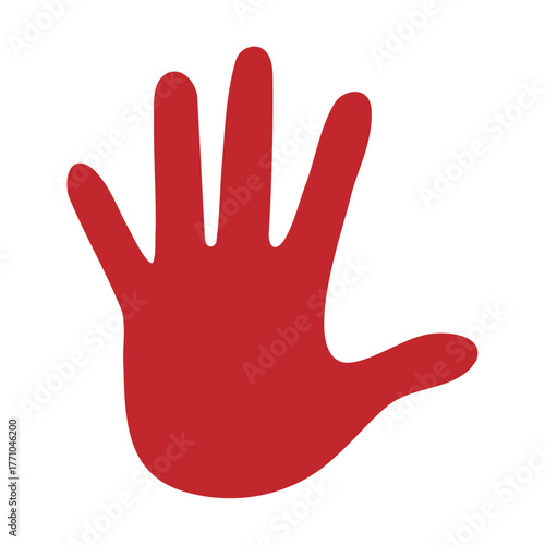 Left hand icon with red color