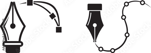 Black White Pen Nib Vector Paths Graphic Design Icons
