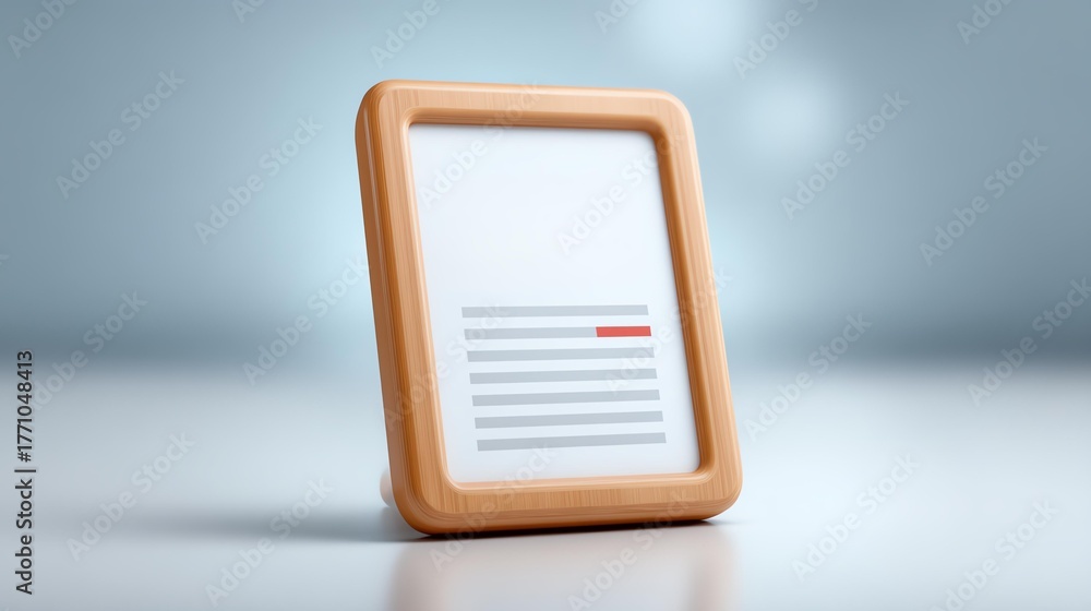 Fototapeta premium Tariff policy document concept, Modern photo frame displaying blank document on a clean surface.