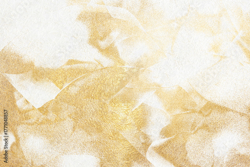 Cuadro en lienzo Japanese-style background featuring gold abstract patterns on white Japanese paper texture