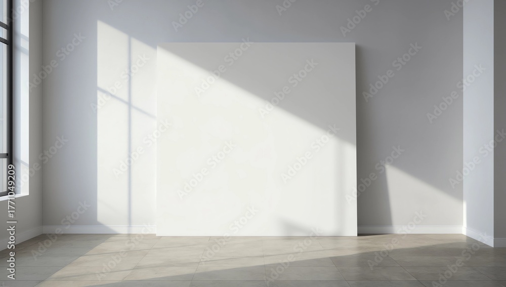 Fototapeta premium Contemporary concrete interior with empty billboard