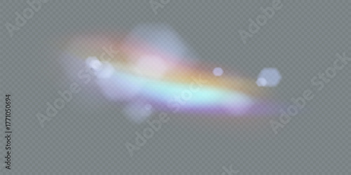 Crystal rays of light, prism refraction, lens flare, crystal glass reflection effect. Prism vector, realistic light leak effect with spectral flare.