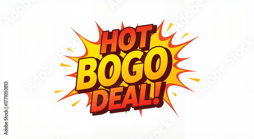 Hot BOGO deal comic style banner for marketing campaign and online store advertisement