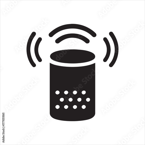 Smart speaker icon with voice recognition and artificial intelligence capabilities vector illustration in a minimalist design suitable for modern devices silhouette vector icon