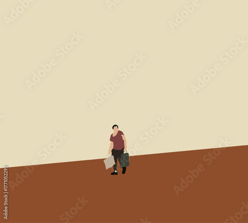 Woman holding shopping bag walking on modern city street. Black Friday, Clearance sale. Urban lifestyle. 