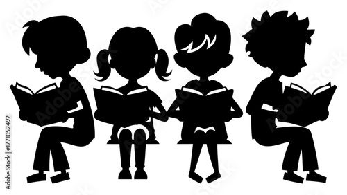 Engaging children reading books together, fostering a love for literacy and learning, perfect for educational projects and promoting reading habits