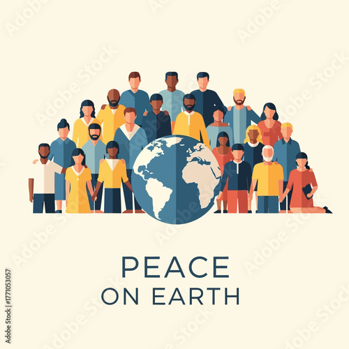 Multinational community celebrating world peace and harmony