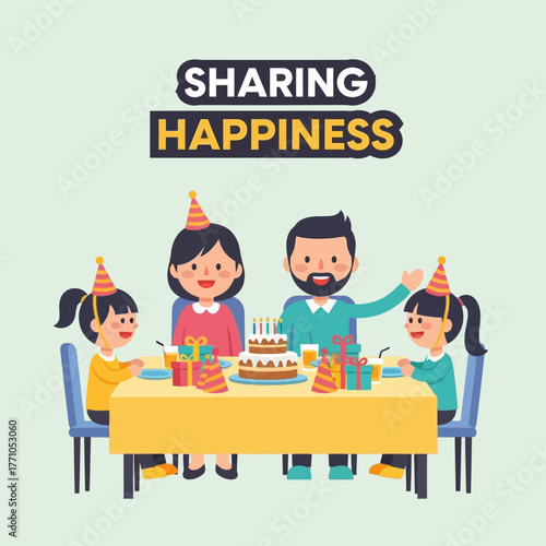 Family celebrating a birthday together sharing joy and happiness