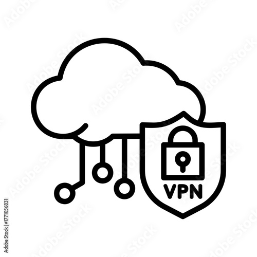 Icon of a cloud network protected by a VPN.