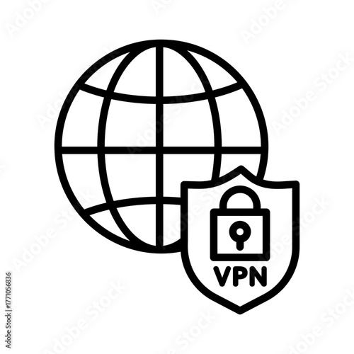 An icon of an internet gateway protected by a shield and lock.