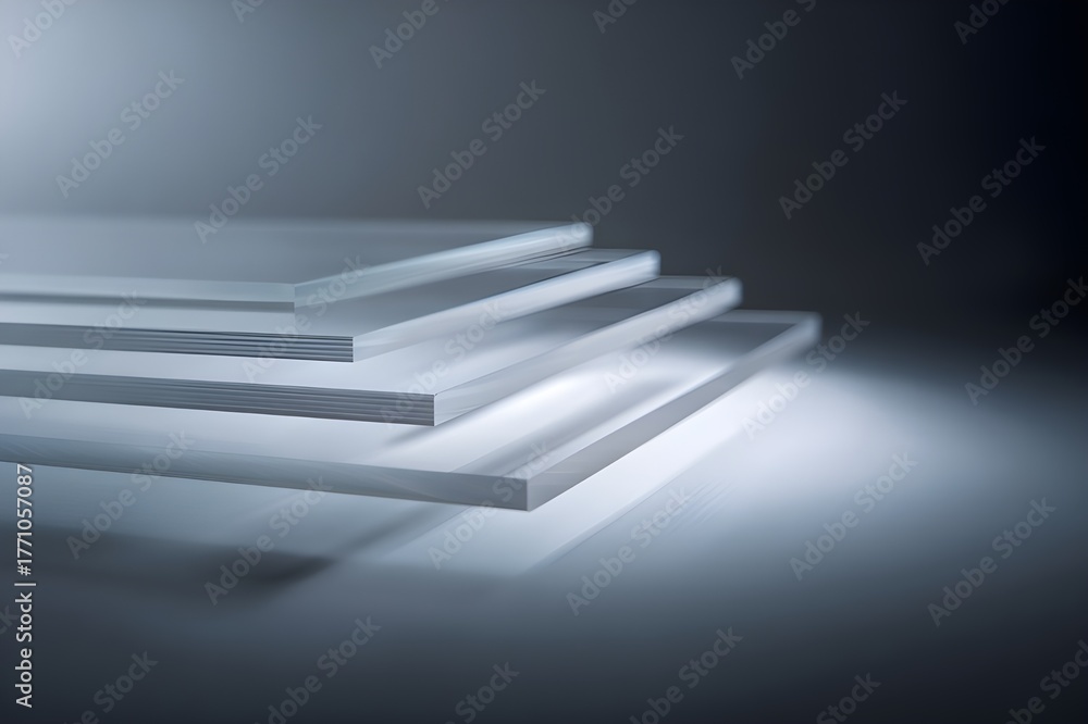 Obraz premium Layered Transparent Plastic Sheets Creating Depth And Shadow Acrylic Material Abstract Dimensional Art