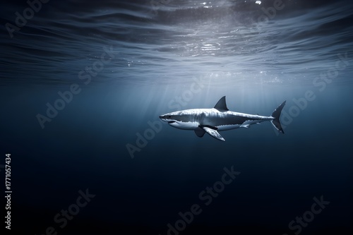 Wallpaper Mural A Powerful Great White Shark Patrolling Silently Through The Ocean Predator Marine Wildlife Torontodigital.ca