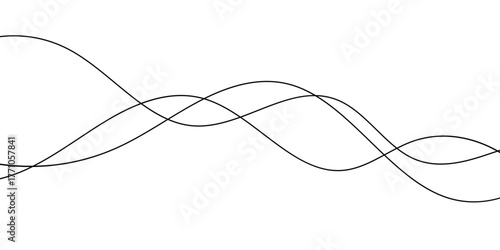 simple black three wave line art for banner poster background.