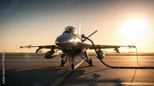 Wallpaper Mural Military Fighter Jet on an Airfield Tarmac During Golden Hour. Torontodigital.ca
