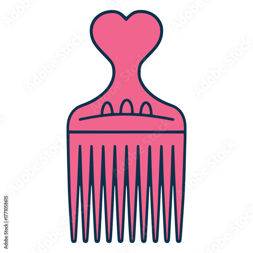 Pink comb hair accessories tool flat color vector illustration template design