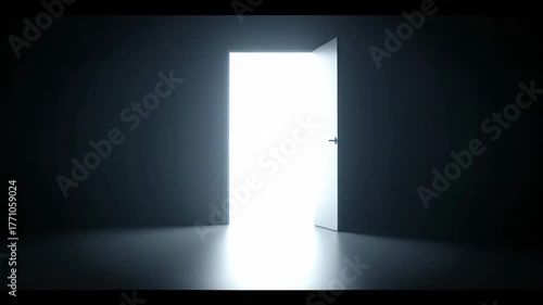 Illuminated Open Door 4K Video Revealing Brightness and Hope Concept