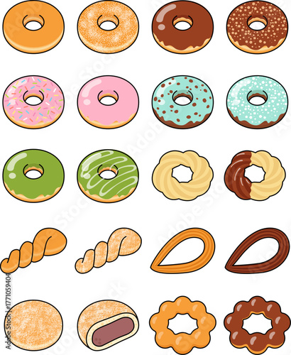 ドーナツのアイコンセット