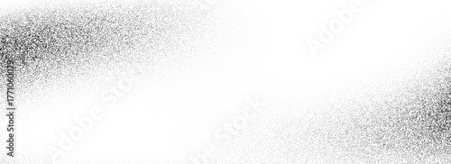 Noise grain background texture. Black sand speckle effect. Fading dotted gradient backdrop. Stippled grain halftone overlay. Gritty grunge distressed wallpaper. Vector dusty rough dirty cover