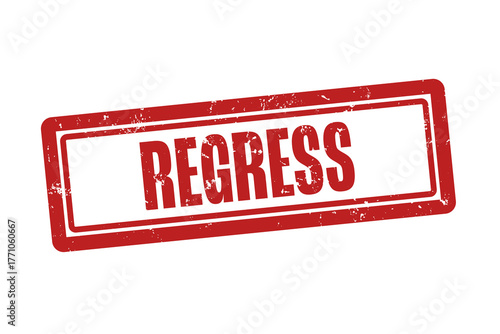 Regress (regress) - A red stamp, isolated on white background.