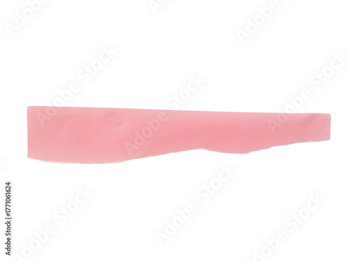 A single torn strip of pale pink paper with rough edges isolated on transparent background