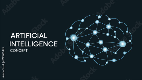 Artificial intelligence concept with glowing nodes and lines