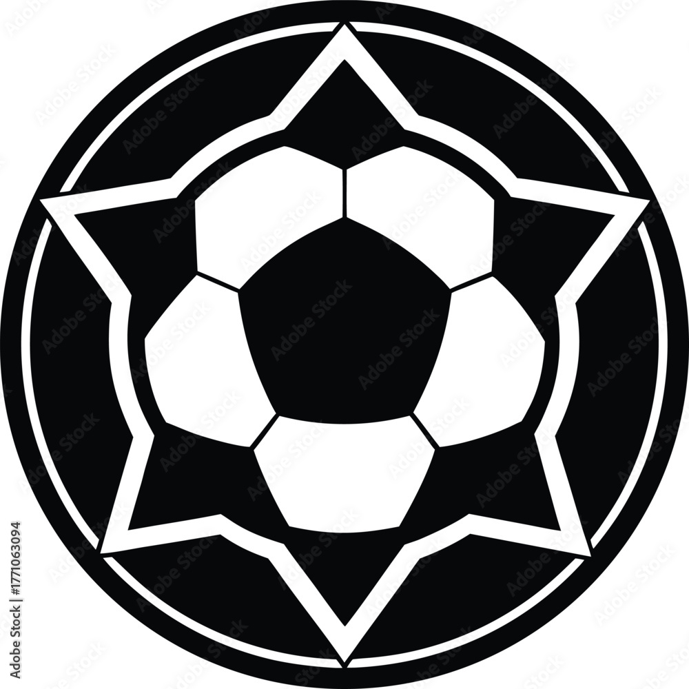 Obraz premium Realistic soccer ball logo design with a subtle shadow effect